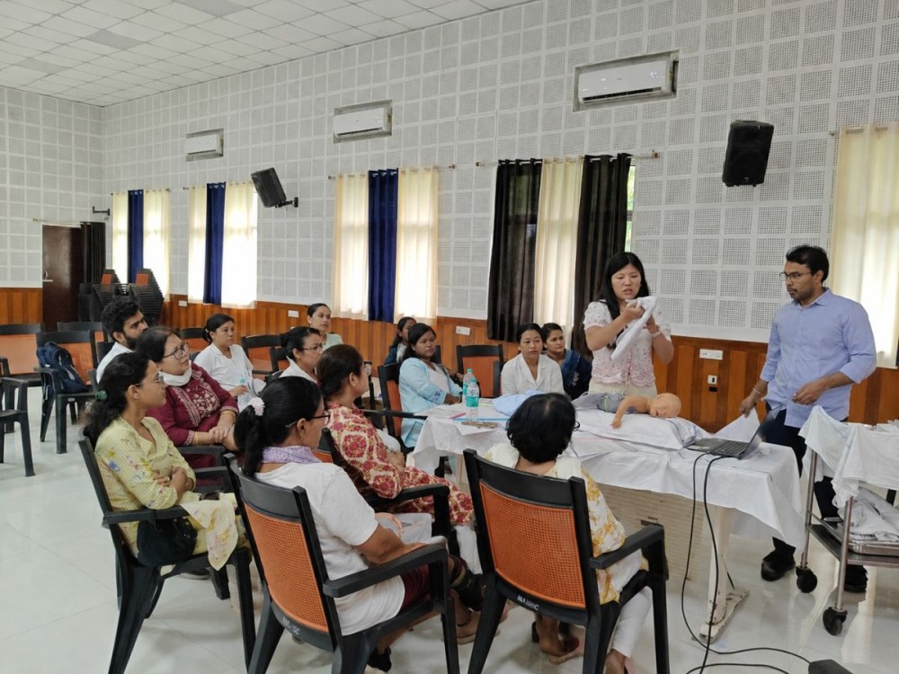 Healthcare professionals from Northeast Frontier Railway Central Hospital, Maligaon, participate in a specialised training session held as part of the nationwide Neonatal Resuscitation Programme Day on May 10. (Photo Courtesy: NFR)
